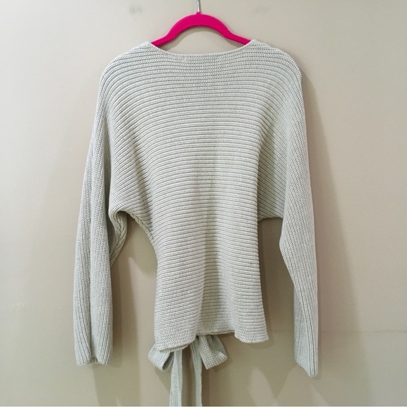 Zara Tie Waist Sweater Knit Long Sleeve Crew Neck - Picture 4 of 7